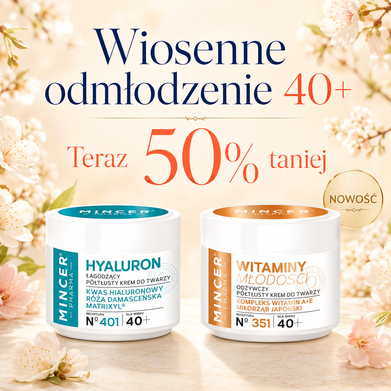 Zestaw odmładzający 40+ Kwas Hyaluronowy + Miłorząb Japoński