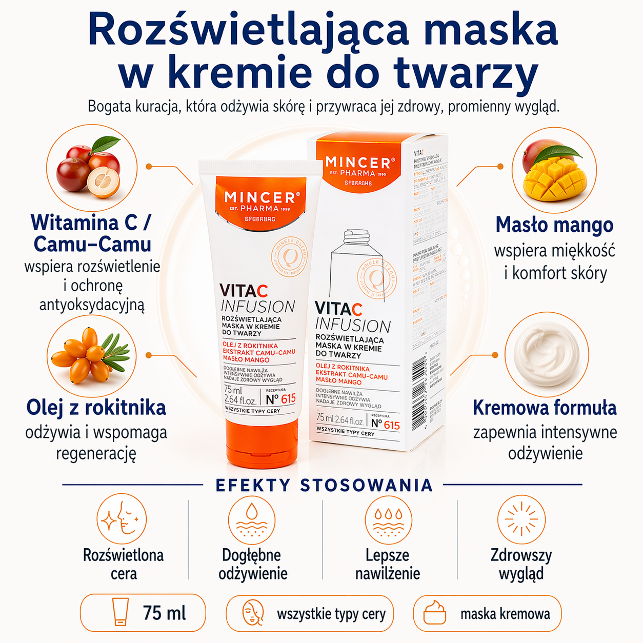 Rozświetlająca maska w kremie do twarzy