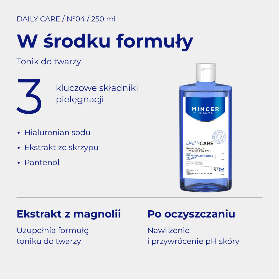 Daily Care N04 - W środku formuły: składniki i pielęgnacja. Nawilżający tonik do twarzy 250 ml