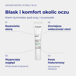 Oxygen Detox N1504 - infografika: Krem iluminator pod oczy i na powieki 15ml; działanie i najważniejsze składniki
