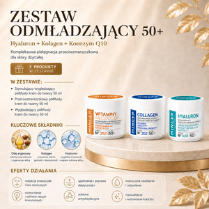 Zestaw odmładzający 50+ Hyaluron + Kolagen  + Koenzym Q10